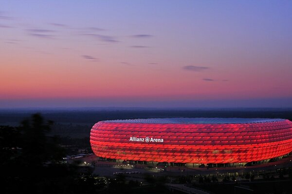 Night view of the stadium in Bavaria