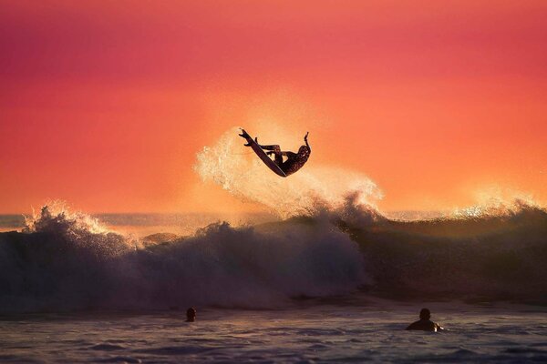 Beautiful jump over the ocean