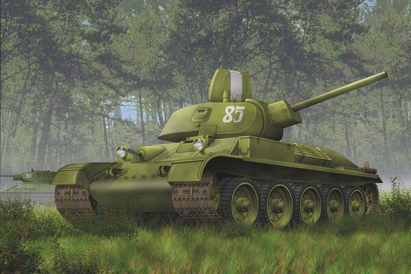 Carro medio sovietico T-34-76 nella foresta