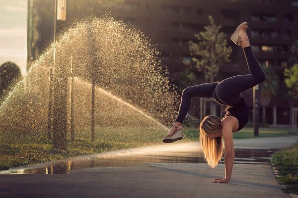 Gymnast Eva le bolzer and her stretching