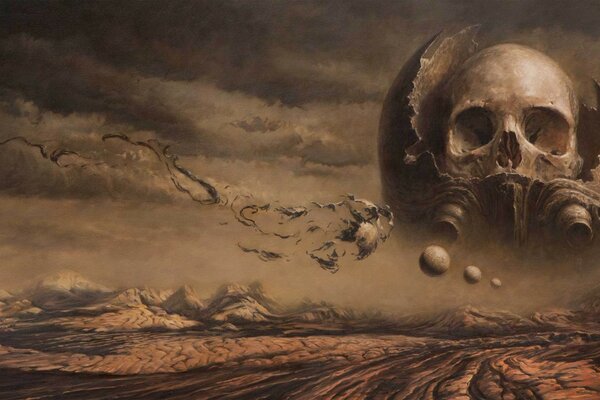 Image of a skull and death in the desert