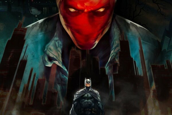 Super-héros Batman sur fond de Gotham City