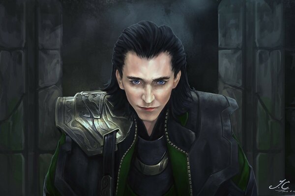 Loki is a superhero in evil art