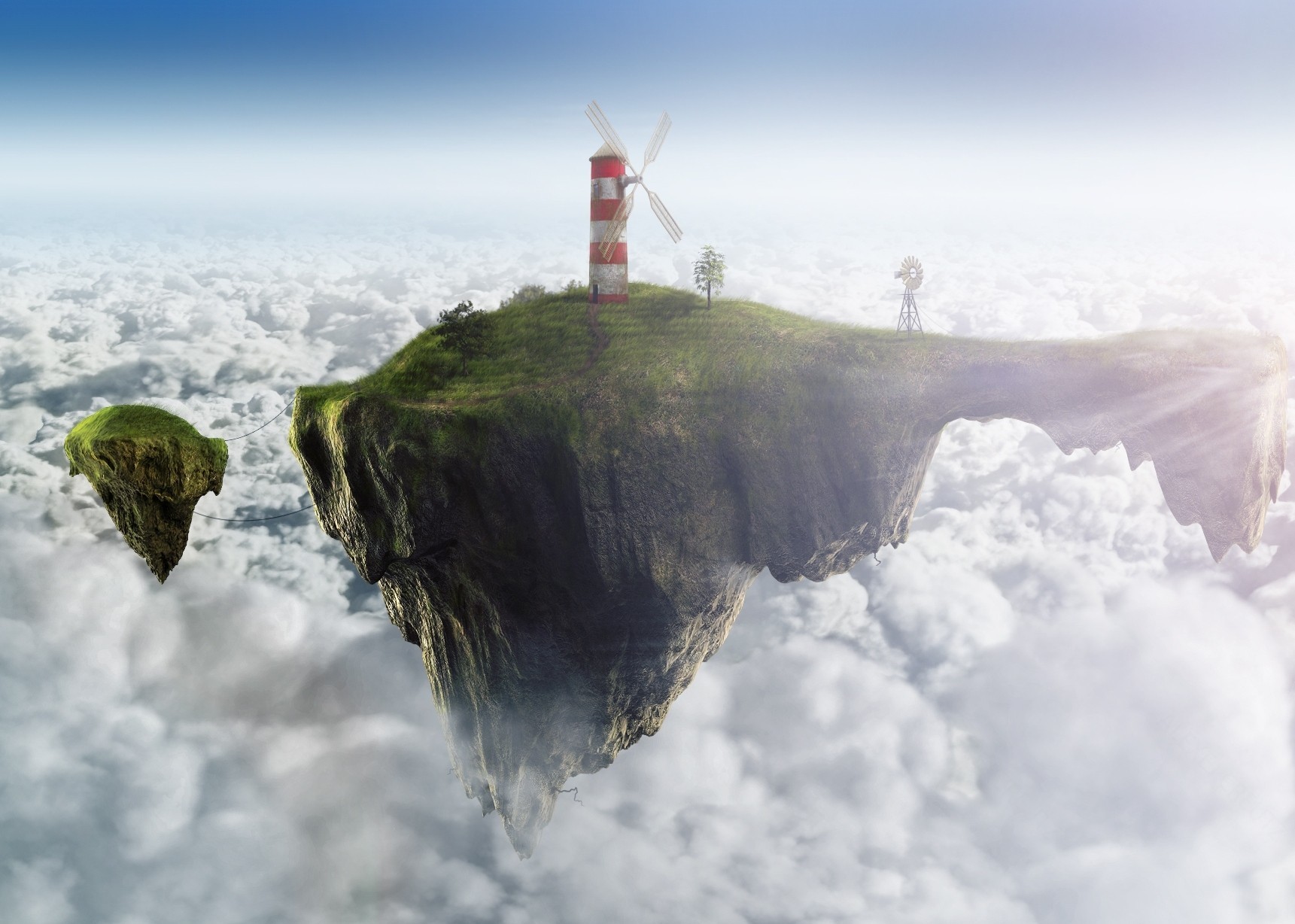 phare nuages îles brise-vent ciel sérénité liberté rêve