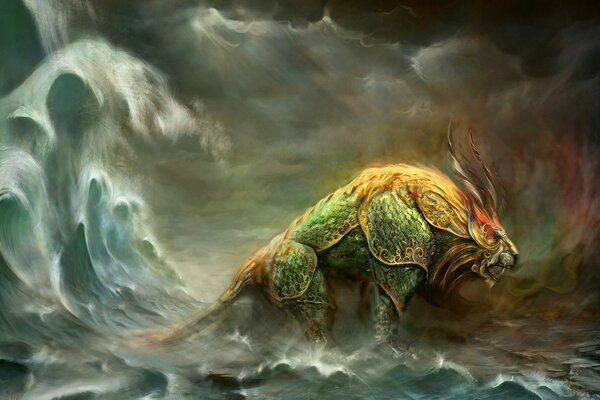 Monstruo León va al mar
