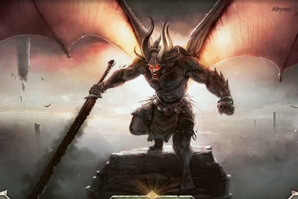 Horned demon with a dark sword