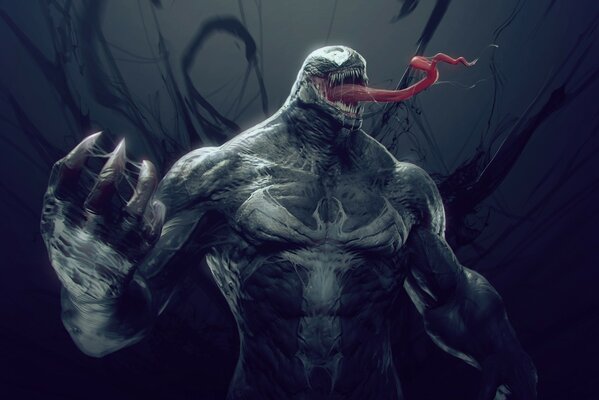 Dibujo de Venom con la lengua sacada