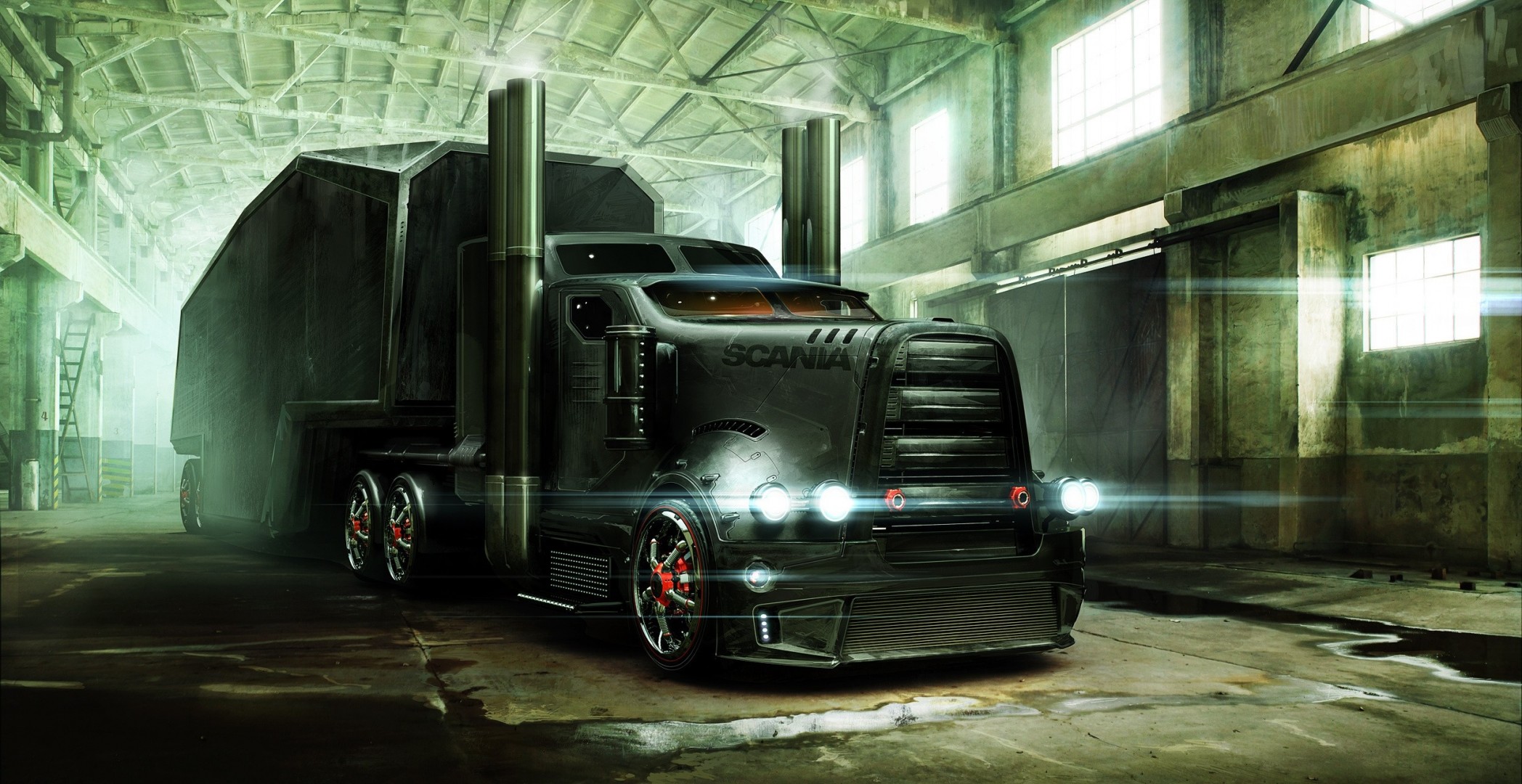 art drives armour garage scania hangar light fantasy wagon