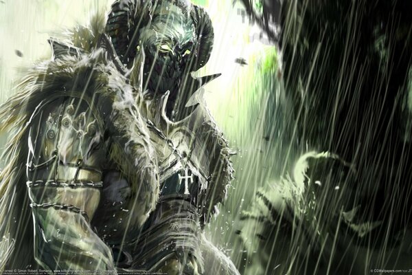 Orcs en armure sous la pluie