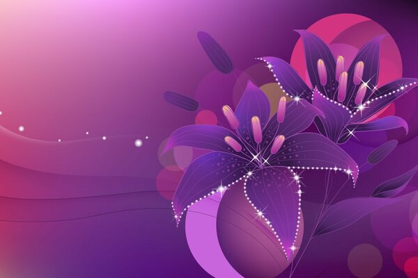 Purple lilies in graphic design