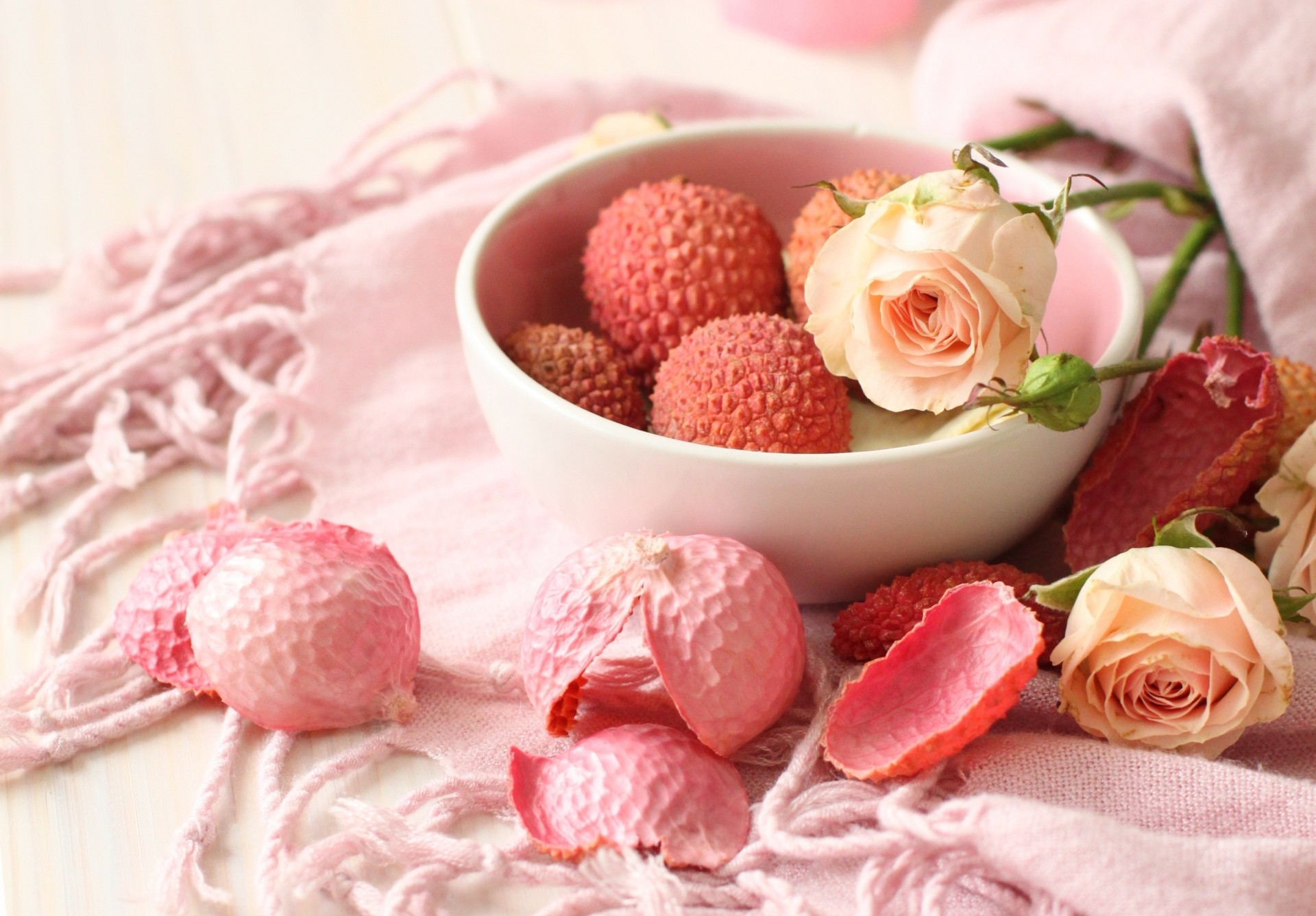 rose prune chinoise fleurs roses litchi