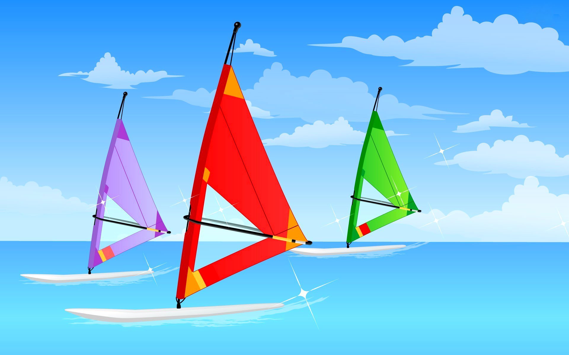 board sail sea sky clouds vector