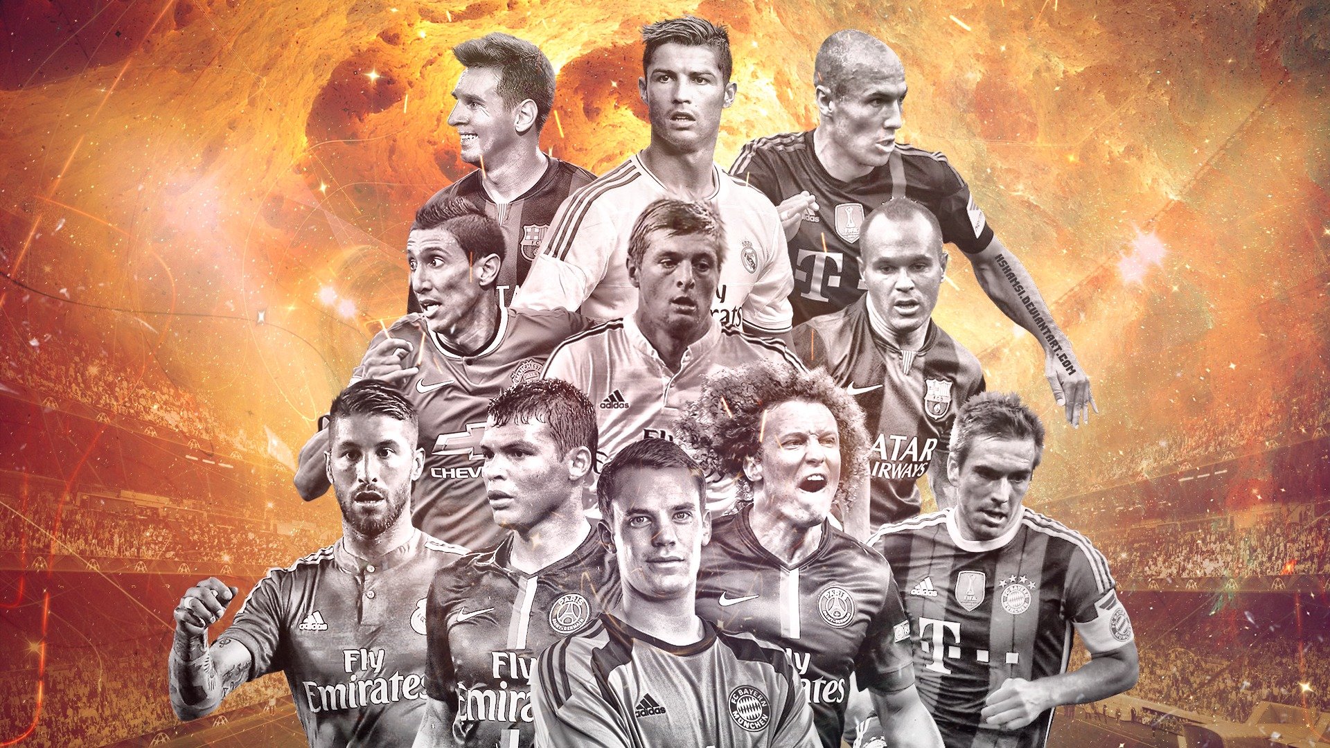 team des jahres 2014-2015 ronaldo robben david luiz messi neuer thiago silva lahm sergio ramos iniesta cross di maria