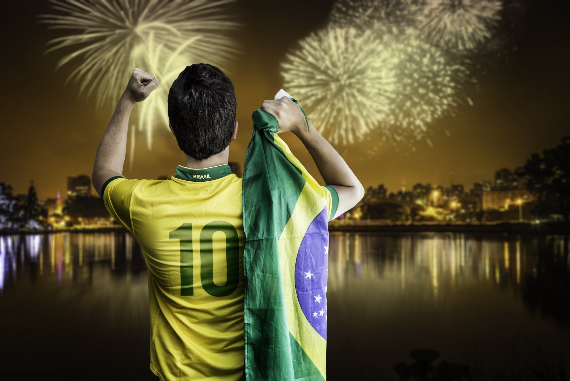 brasil fifa world cup 2014 football flag firework