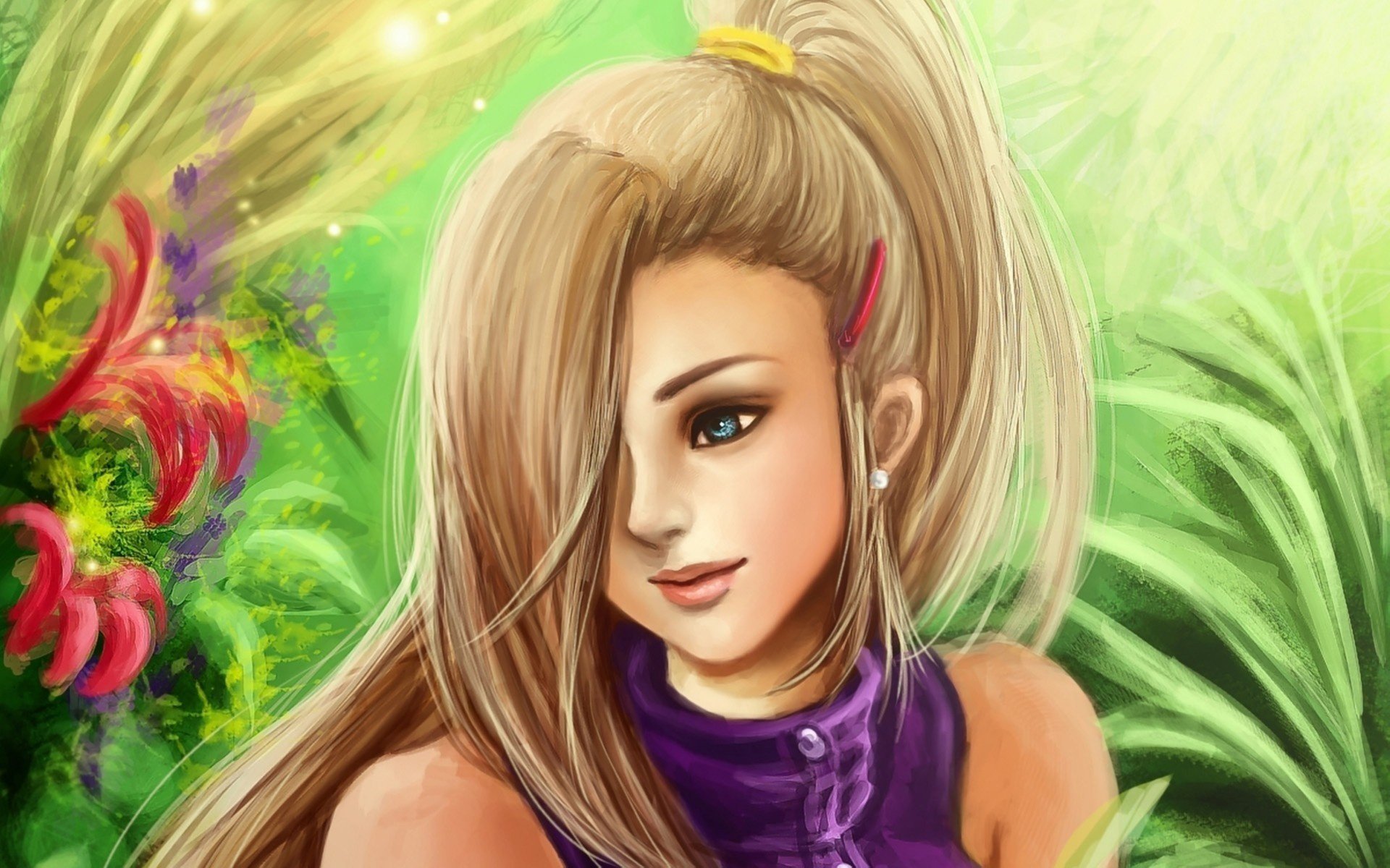 yamanaka ino flores naruto arte chica verde cabello rikamello