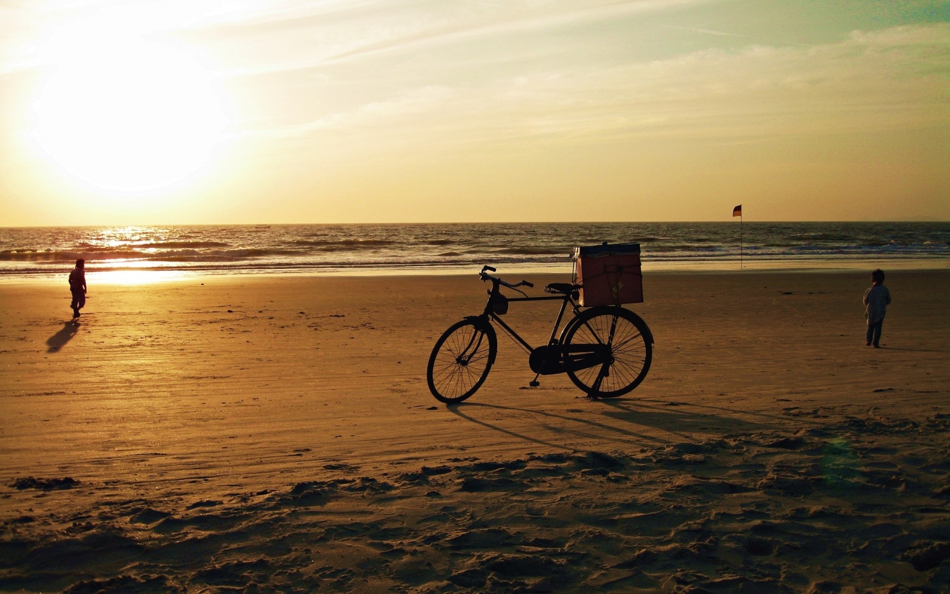 indien strand sonnenuntergang fahrrad ozean goa meer sand