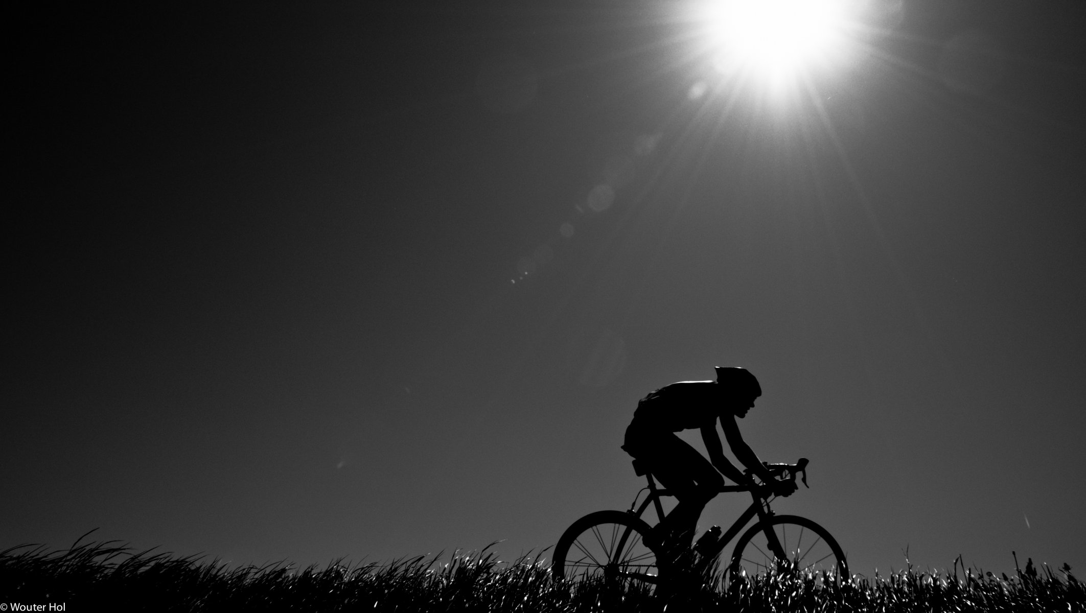 night athlete cyclist road bike nature mood