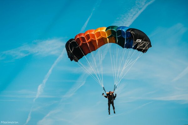 Vol en parachute par temps clair