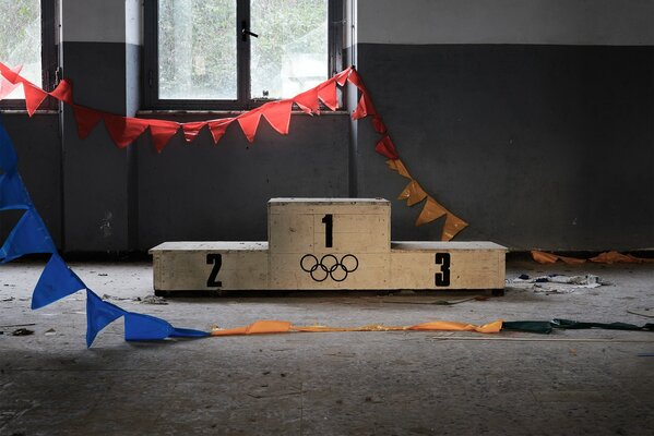 Hall with an honorary pedestal for awarding in sports competitions