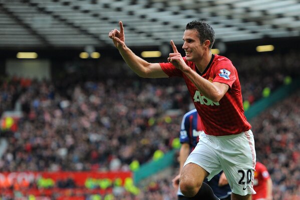 Robin van Persie during a goal celebration