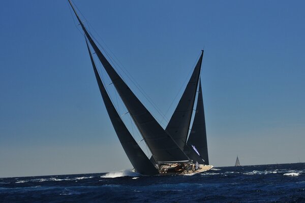 Coloro che sono coinvolti in yacht a vela partecipano al regata in mare