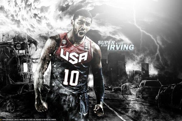 Salvapantallas con Kaira Irving. Jugador de baloncesto de Estados Unidos