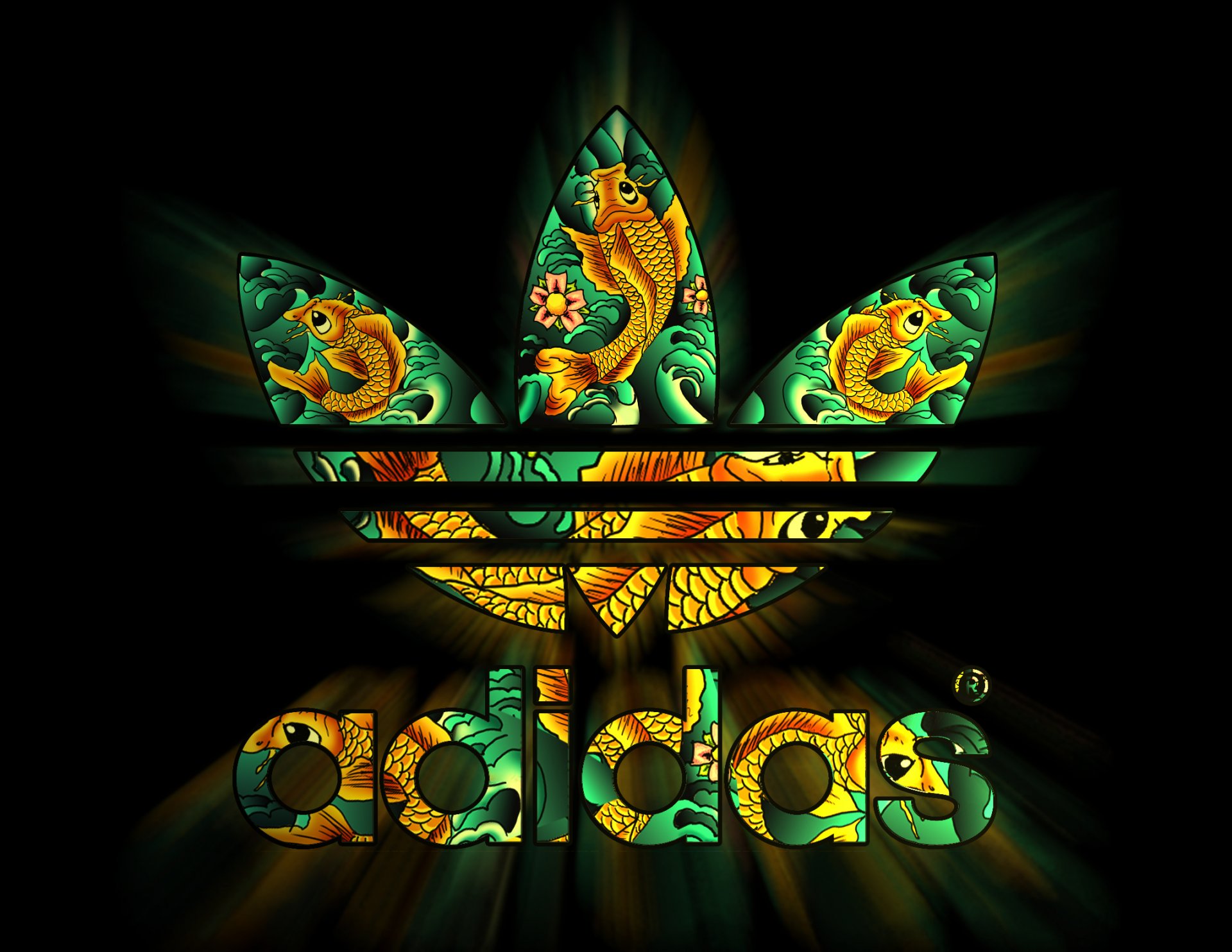 adidas emblema carta da parati logo adidas collage pesce