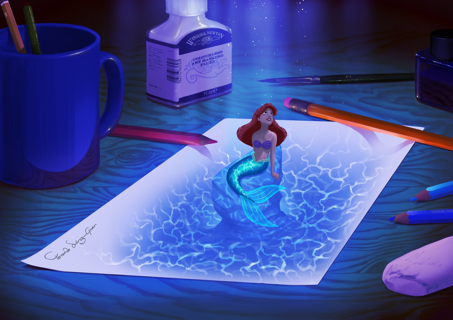 arte digital movies tv fan art drawings ariel la sirenita