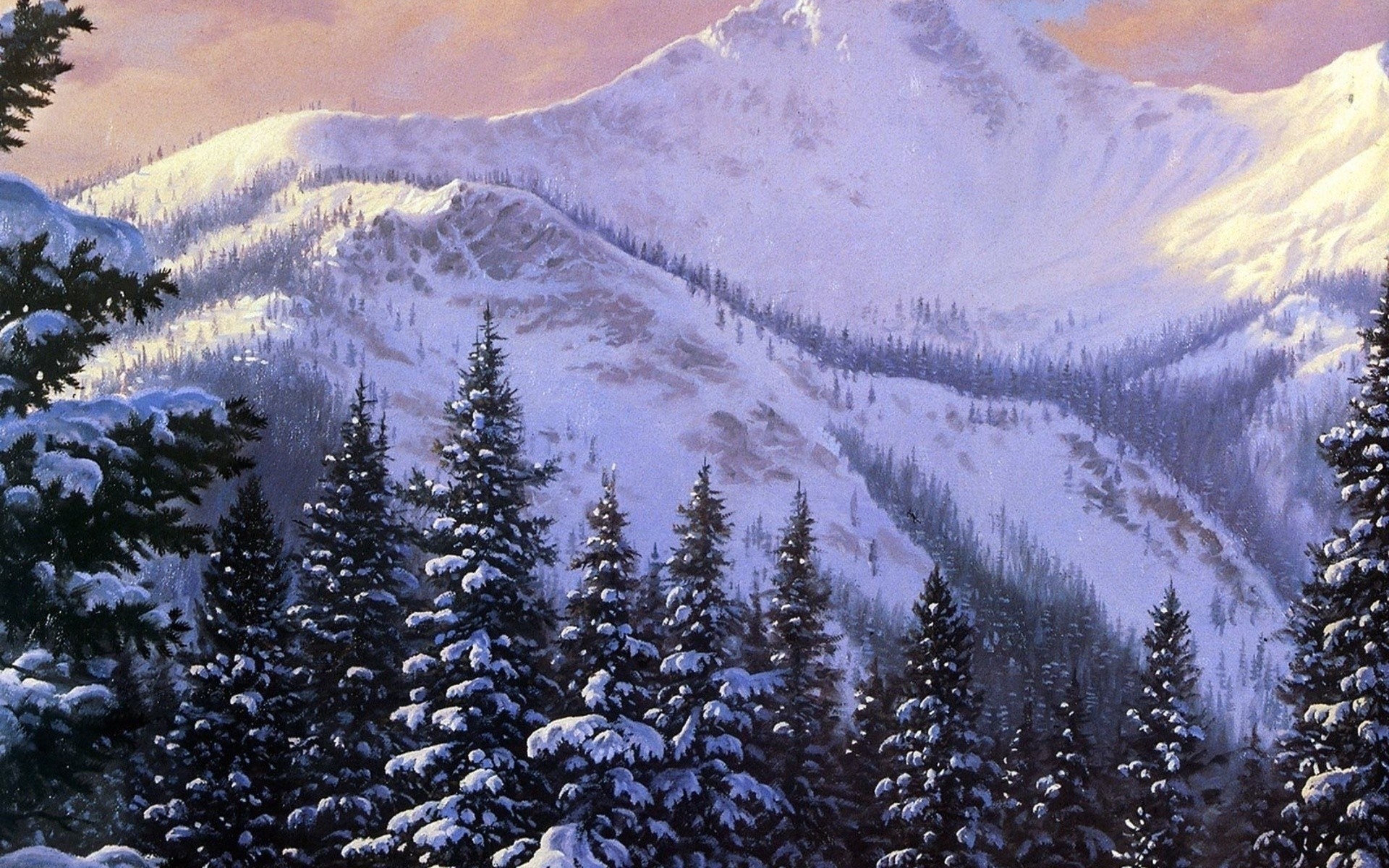 зимний пейзаж с горами