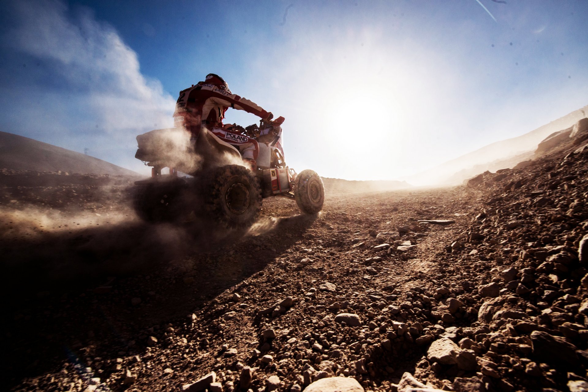 atv transport dakar rally sports speed race day sun sky