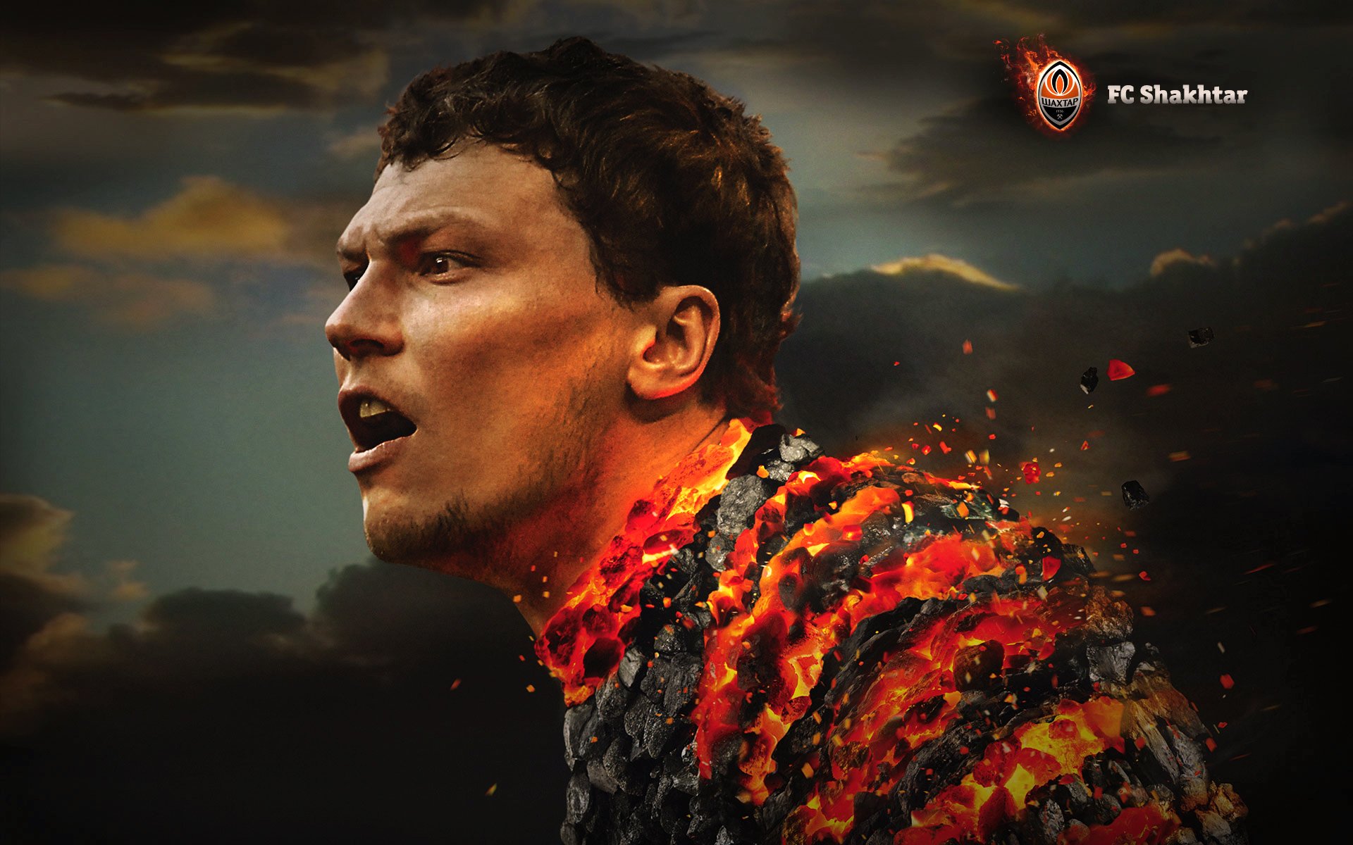 andriy pyatov miner football player sports face coal fire