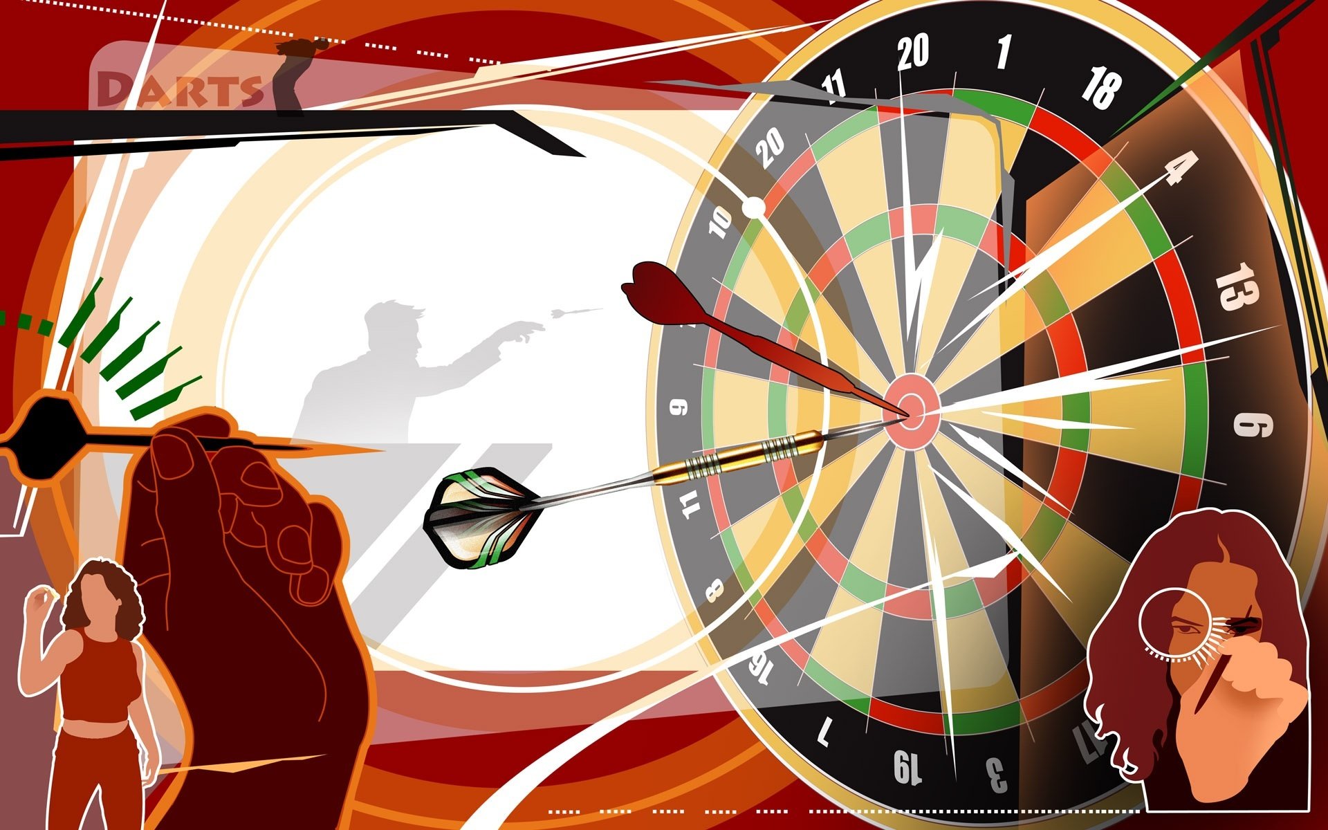 darts target dart silhouette abstract wallpaper vector