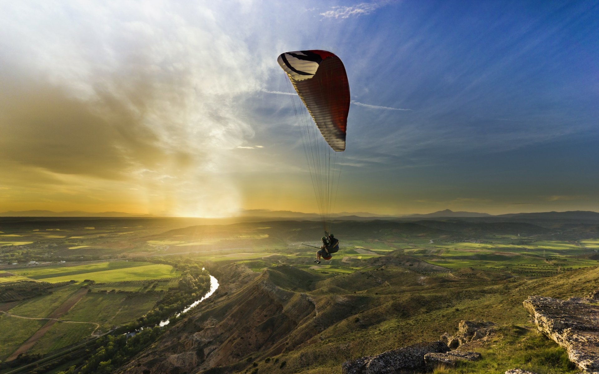 ports sunset landscape paragliding paragliding