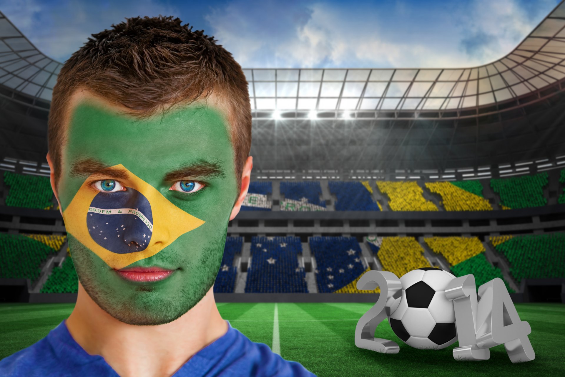 brasilien fifa wm 2014 fußball flagge gesicht