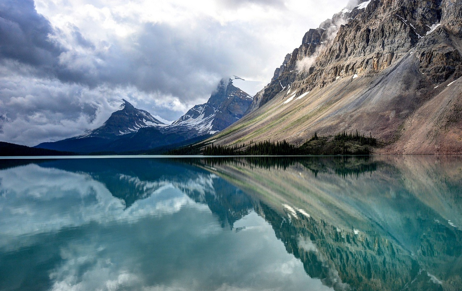 paesaggio lago alberta canada lago bow spalla montagne