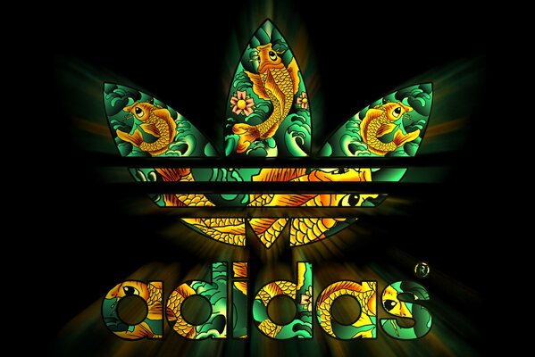 Logo adidas con pesci rossi