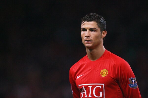 Calciatore Cristiano Ronaldo stella del club Manchester United
