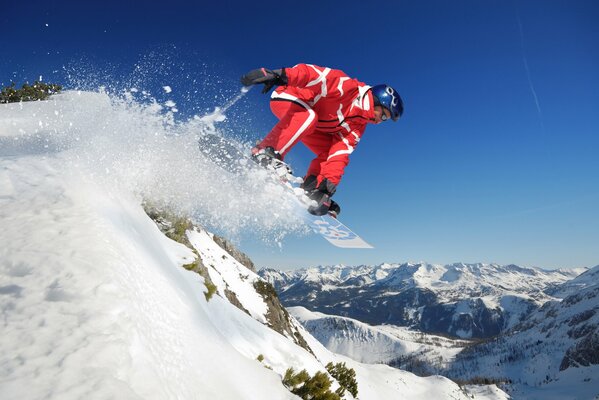 Jumping from snow-capped mountains