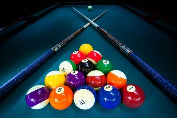 Colorful balls on the billiard table