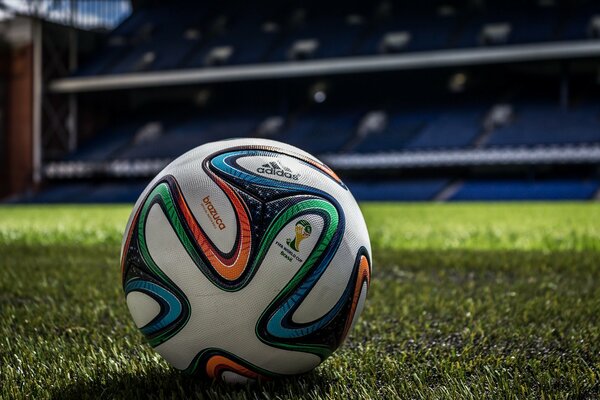 Fußball im Stadion und auf grünem Rasen