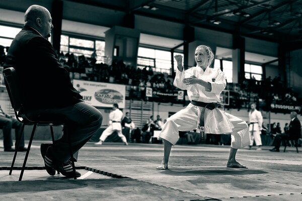 The athlete shows techniques at competitions