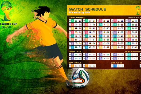 Table de football coupe du monde Brésil 2014