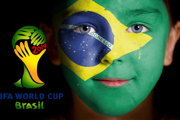 Visage de garçon pour la coupe du monde de football au Brésil 2014