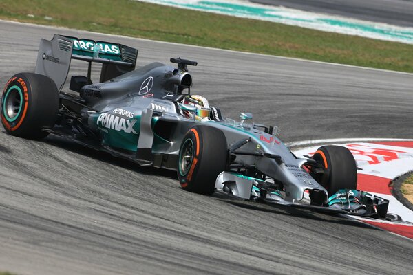 Lewis Hamilton at the races. Mercedes