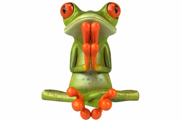 Little green meditating frog