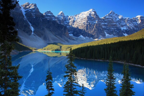 Forest lake among the rocky Mountains