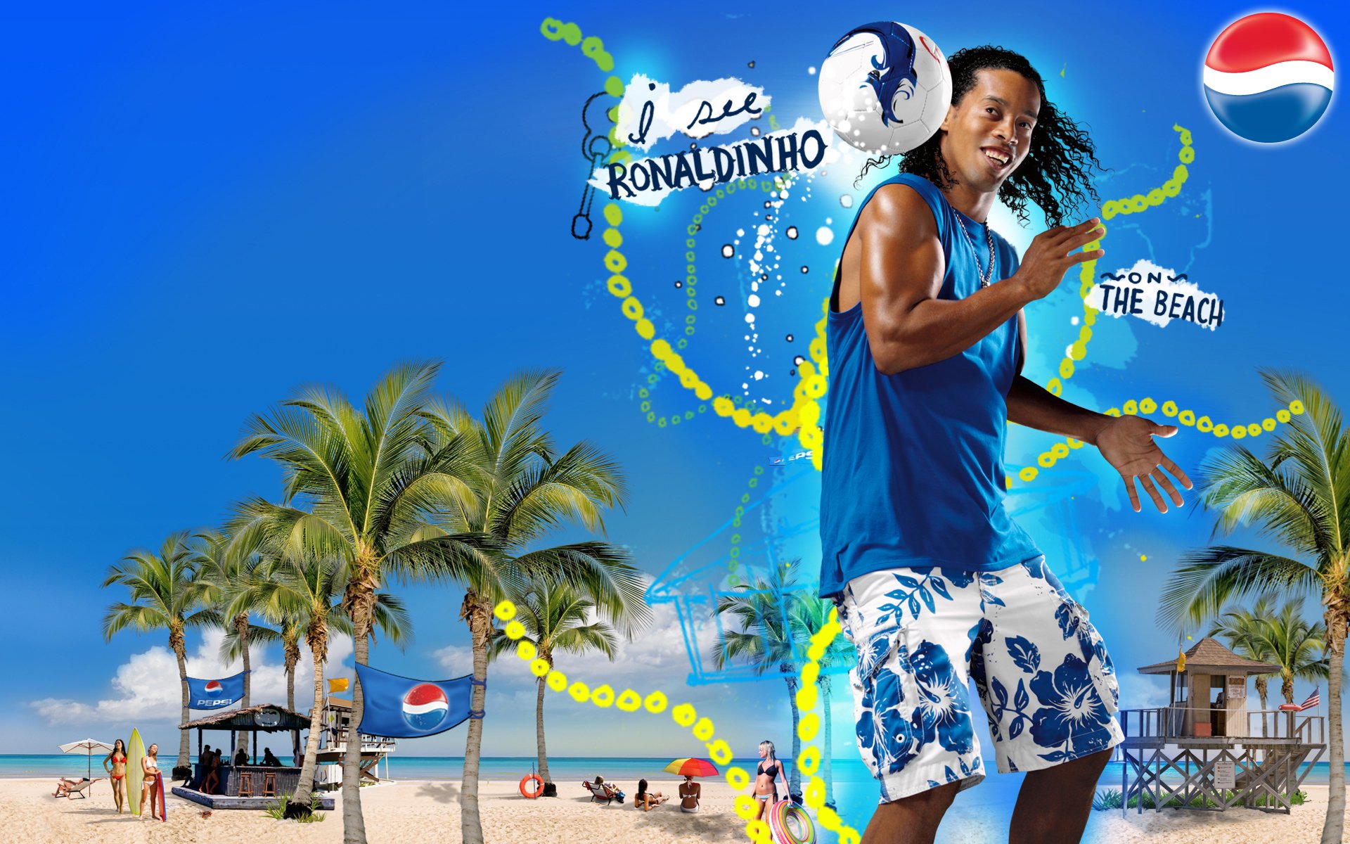 ronaldinho pepsi playa futbolista fútbol pelota verano leyenda mejor