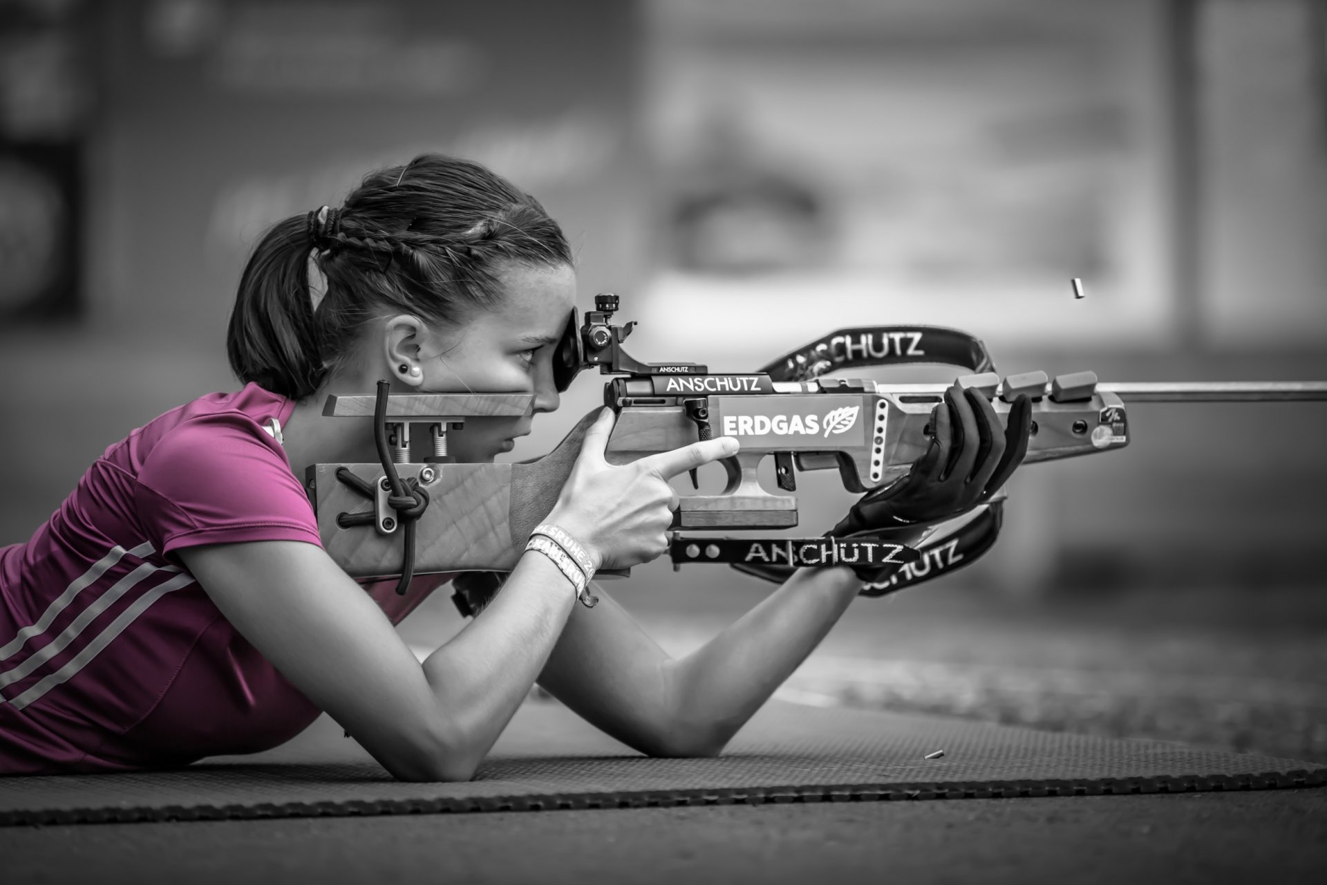 rosa sniper schießen mädchen bokeh