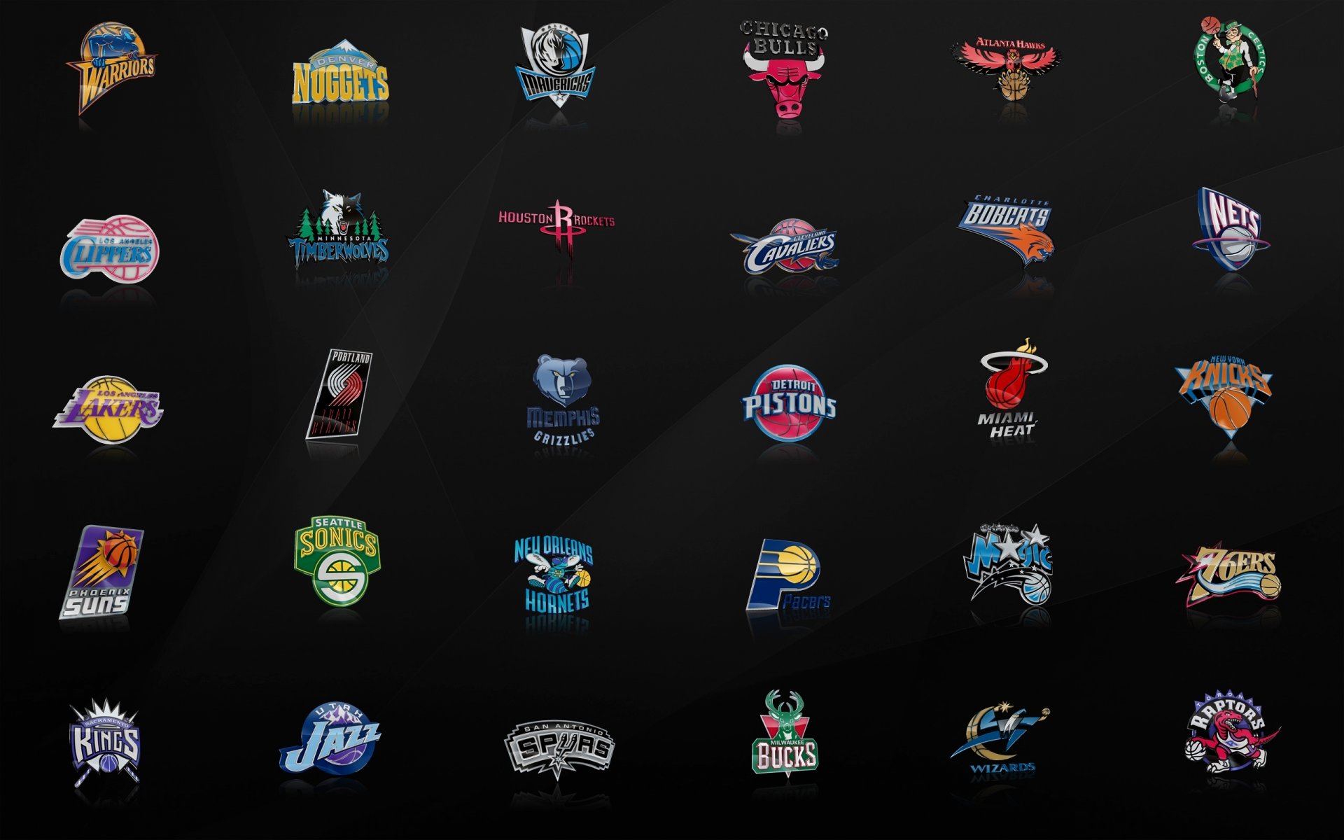 golden state warriors nuggets mavericks bulls celtics clippers wolves cavaliers bobcats filets lakers pionniers grizzlies pistons knicks soleils supersonics pacers magie soixante-dix sixers jazz spurs dollars