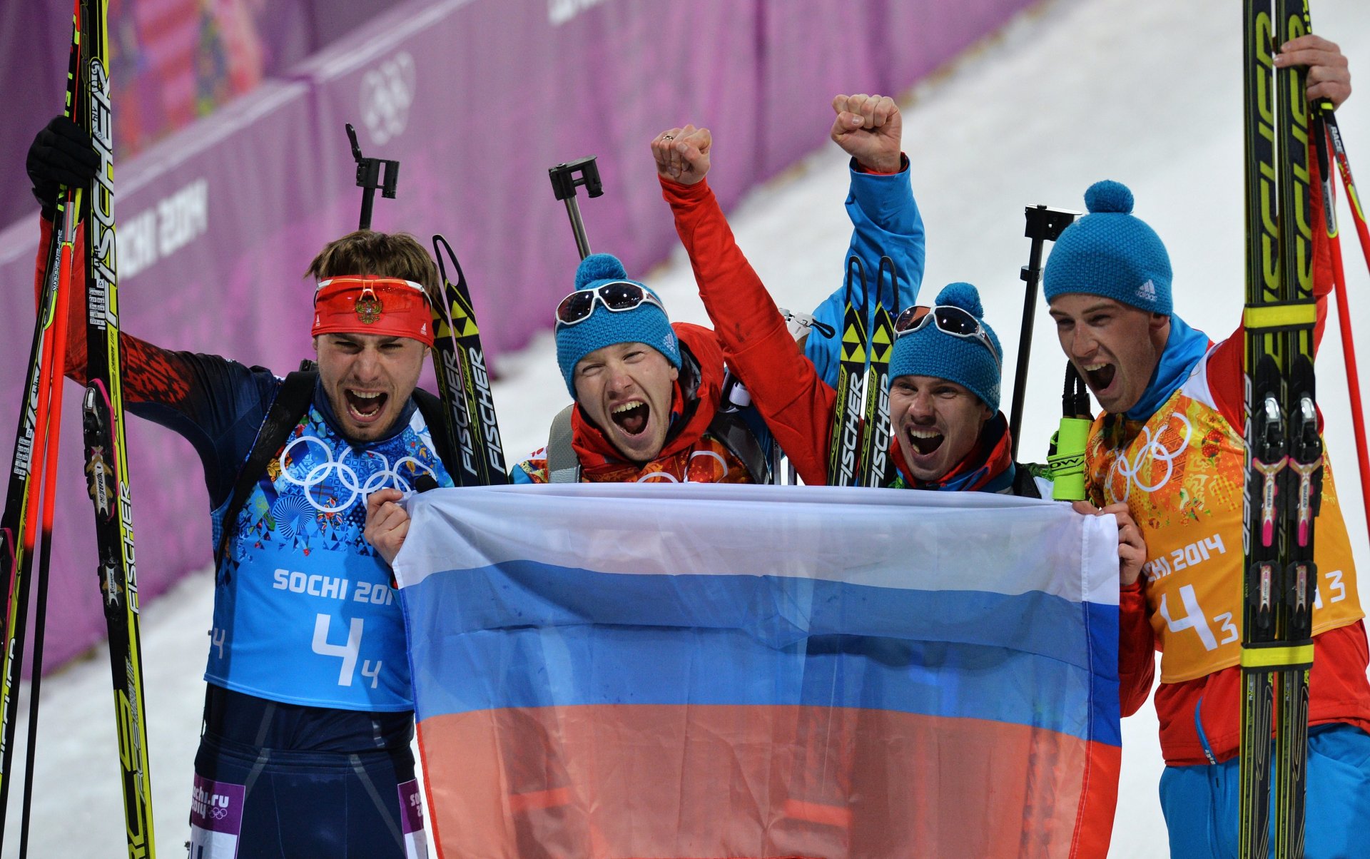 anton shipulin alexey volkov dmitry malyshko evgeny ustyugov biathlon relay sochi 2014 xxii olympic winter games russia